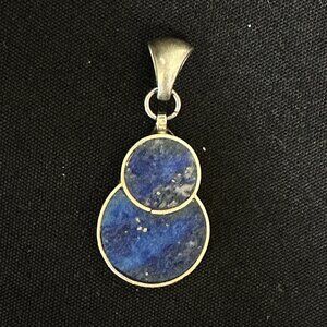 Sterling Silver Lapis Lazuli Pendant Artisan Vintage Southwestern Navajo